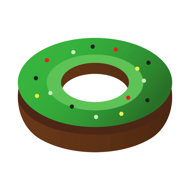 Simple Matcha Green Tea Donut with Sprinkles by InkyArt