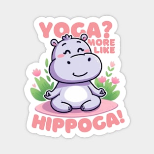 Funny Hippo yoga Magnet