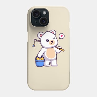 Cute Polar Bear Fishing Fish Cartoon Phone Case