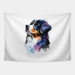 Colorful Bernese Mountain Dog Watercolor Art Tapestry