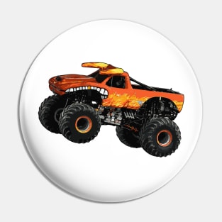 Orange Monster Truck Jump Illustration Pin