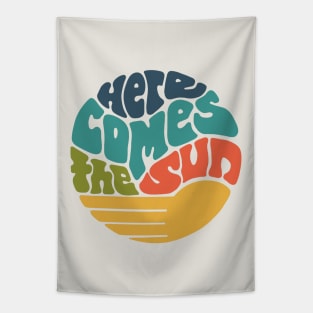 Here Comes the Sun Groovy Word Art Tapestry