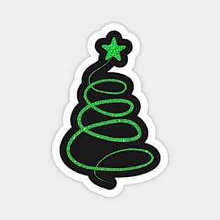 Minimalistic Green Faux Glitter Star Christmas Tree Magnet