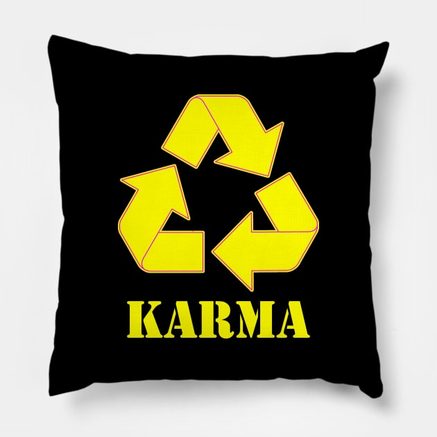 Karma Recycle Yellow Pillow by CharlieCreator