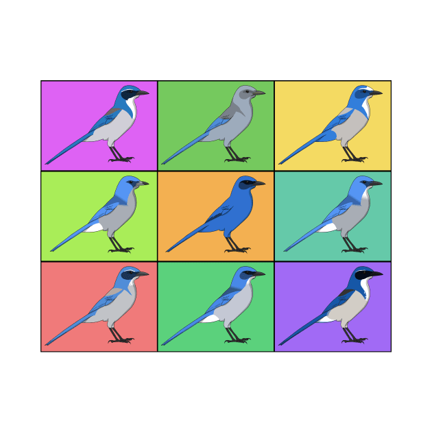 Warhol Birds - Scrub-jay by Feathered Focus