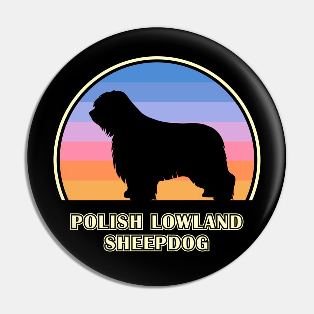 Polish Lowland Sheepdog Vintage Sunset Dog Pin by millersye