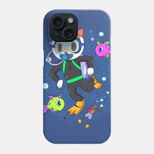 Scuba Diving Cat with Poop Snorkler Phone Case