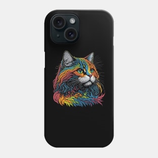 Rainbow Cat Vibrant And Whimsical Illustration Phone Case