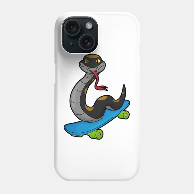 Snake as Skater with Skateboard Phone Case by Markus Schnabel