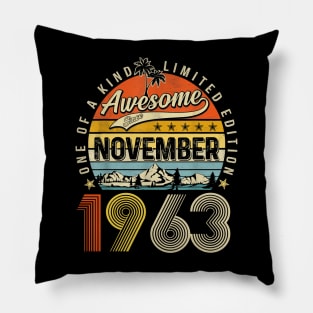 Awesome Since November 1963 Vintage 60th Birthday Pillow