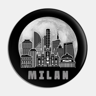 Milan Italy Skyline Full Moon Pin