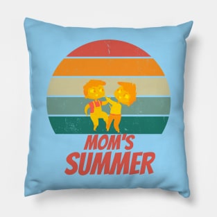 Mom's Summer Funny Boys Fighting Sunset Pillow