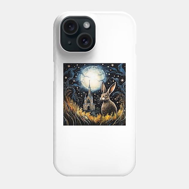 Hare, Pagan Hare, Pagan Art, Moon, Animal, Phone Case by thewandswant