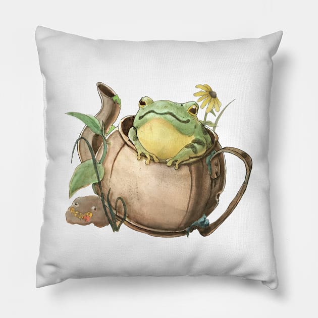 Froggy in a Teapot - George Washington - Over The Garden Wall Frog Pillow by sheehanstudios