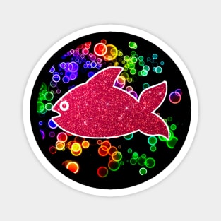 Red fish on the background of multi-colored bubbles Magnet