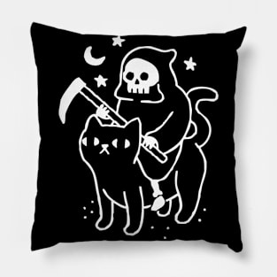 death rides a black cat Pillow