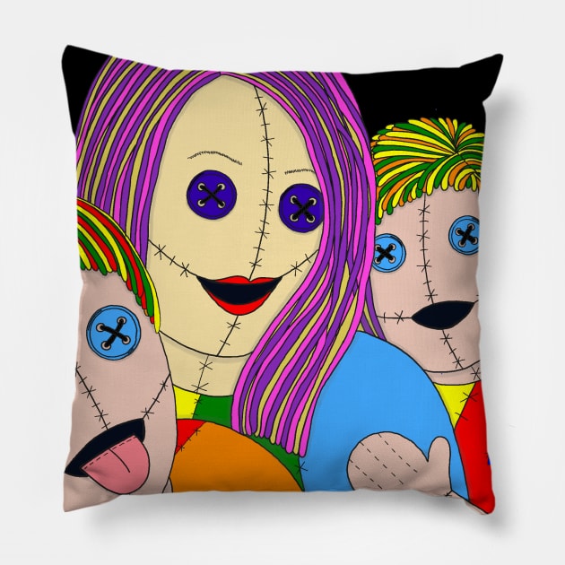 Ragdoll Family Portrait Pillow by Sashibala