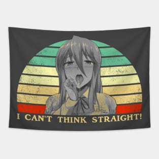 I Can't Think Straight - Lesbian Anime Pun - Retro Sunset Tapestry