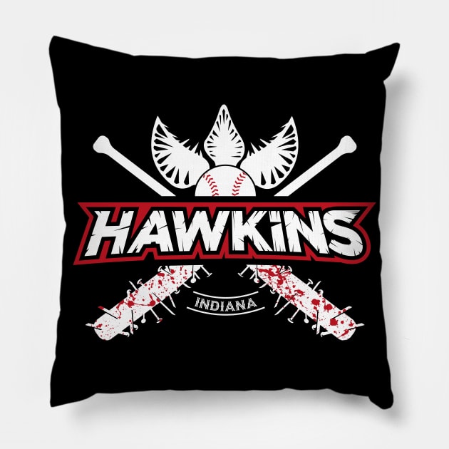 Hawkins Baseball Shirt - Double Sided Print Pillow by RetroReview