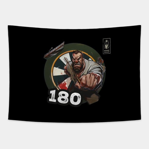 Darts 180 Onehundredandeigthy White Game Champ Tapestry by Adam Brooq