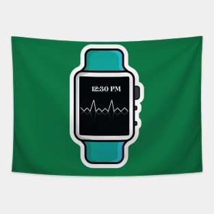 Smart Watch with Straps Sticker design vector illustration. Technology object icon concept. Smart technology device symbol sticker vector design with shadow. Tapestry