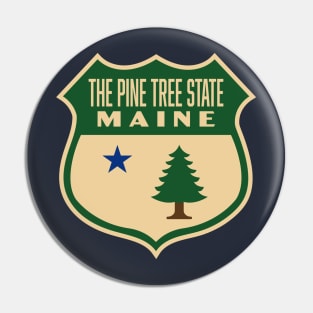 The Pine Tree State Maine Retro Pine Tree Shield (Green) Pin