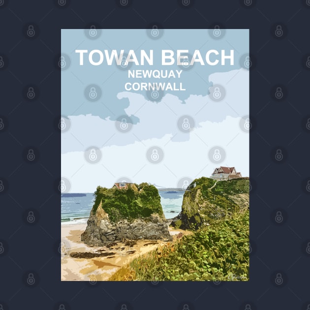 Towan Beach Newquay Cornwall. Cornish gift. Travel poster by BarbaraGlebska