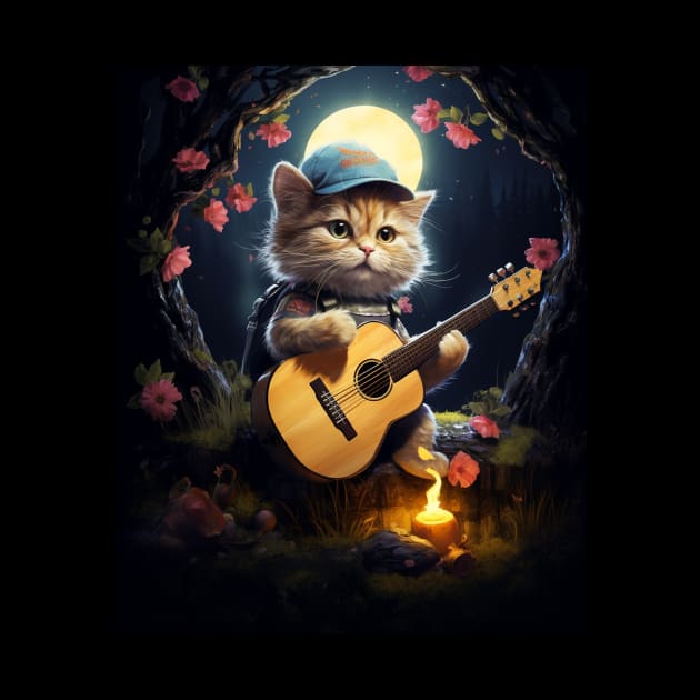 Cute Fairycore Cat Playing Guitar Camping Aesthetic by Spit in my face PODCAST