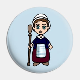 Chibi Molly Pitcher - Large Design Pin