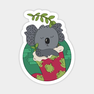 Cute Christmas Koala in a Stocking // Festive Animal Cartoon Magnet