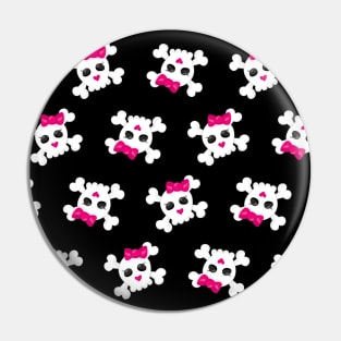 Skulls Pink Black Punk Rock Girl Pin