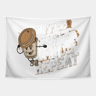 Coffee Smile Laugh Repeat Tapestry