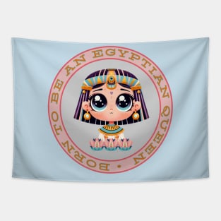 Cute, cartoon-style Egyptian queen in a vintage-look badge Tapestry