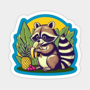 Raccoon Eating a Banana Magnet