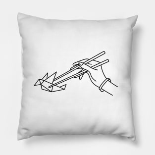 Chopsticks in Hand. Origami bird. Pillow