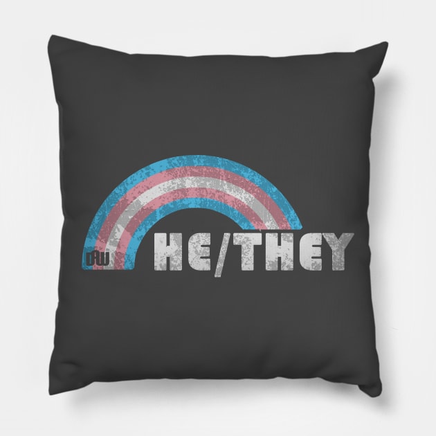 Grunge Transgender Pride - He/They Pronouns Pillow by Daniela A. Wolfe Designs