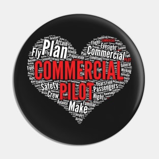 Airplane Commercial Pilot Heart Shape Word Cloud product Pin