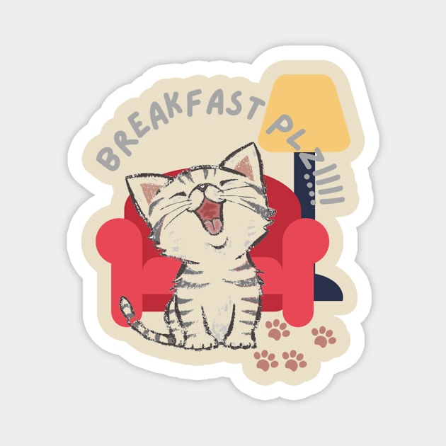 BREAKFAST PLEASE CAT Magnet by HTA DESIGNS