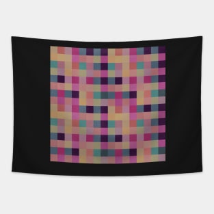 Mod Distressed Square Pattern Pink Purple Tapestry