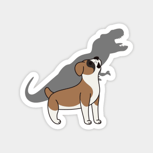 Boxer Dog Howling T-Rex Dinosaur Magnet