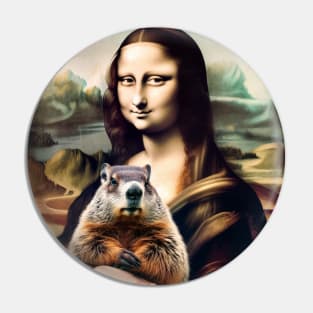 Mona Lisa Groundhog Day Embrace Pin