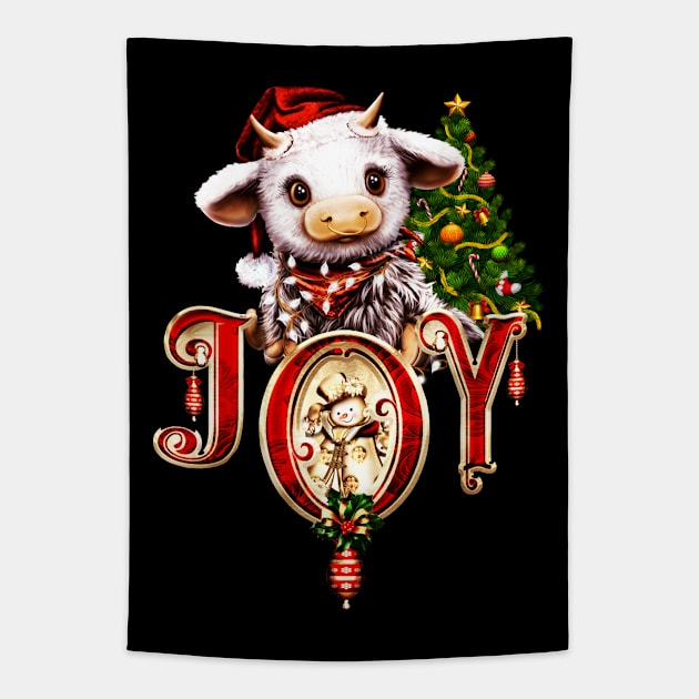 Cute little christmas cow Tapestry by Nicky2342