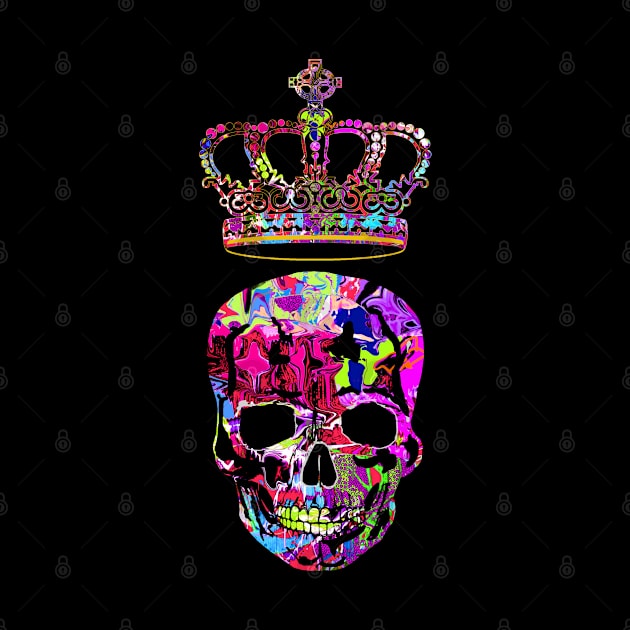 Graffiti sugar skull with crown by rlnielsen4