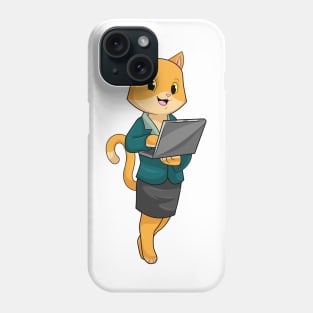 Cat as Secretary with Laptop Phone Case