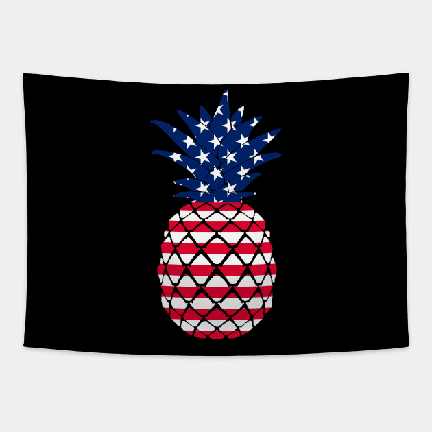 Pineapple July 4th Celebration, Patriotic Red White Blue, Summer Tapestry by applebubble