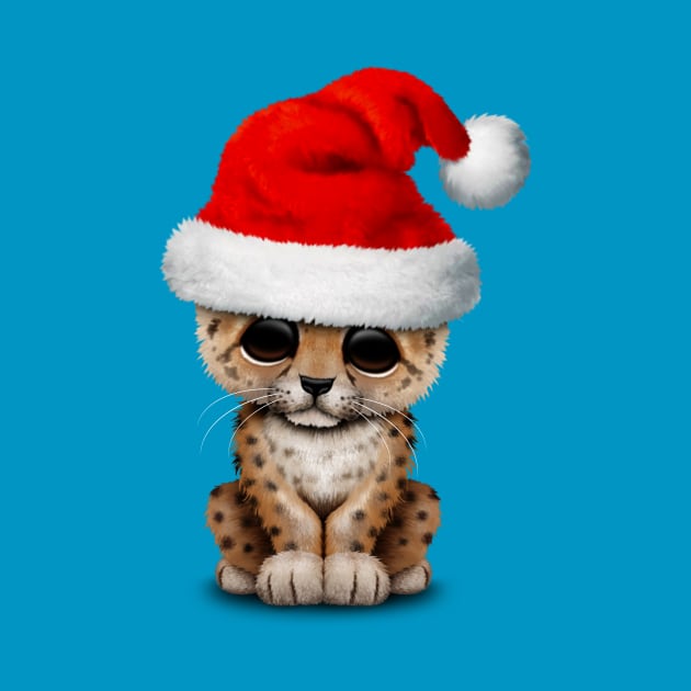 Cute Leopard Cub Wearing a Santa Hat by jeffbartels