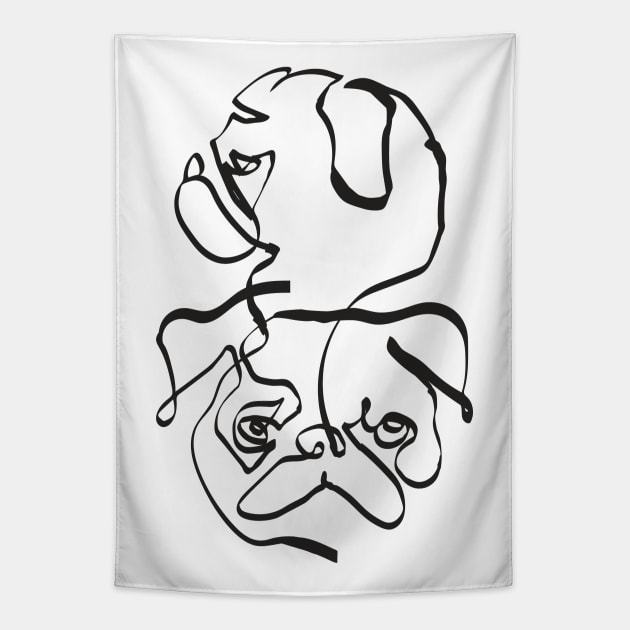 Abstract Line Pug Tapestry by huebucket