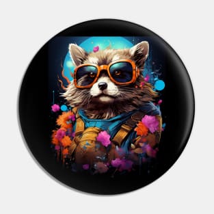 Retro Vaporwave Synthwave Cute Racoon Pin