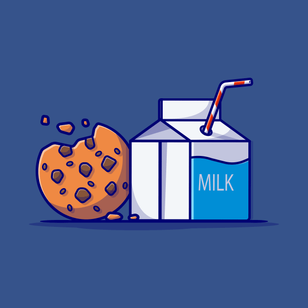 Milk Box And Chocolate Cookies Cartoon Vector Icon Illustration by Catalyst Labs