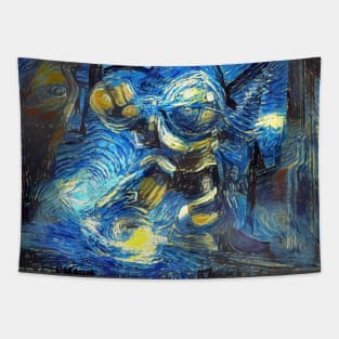 Bioshock Big Daddy and Little Sister Starry Night Tapestry